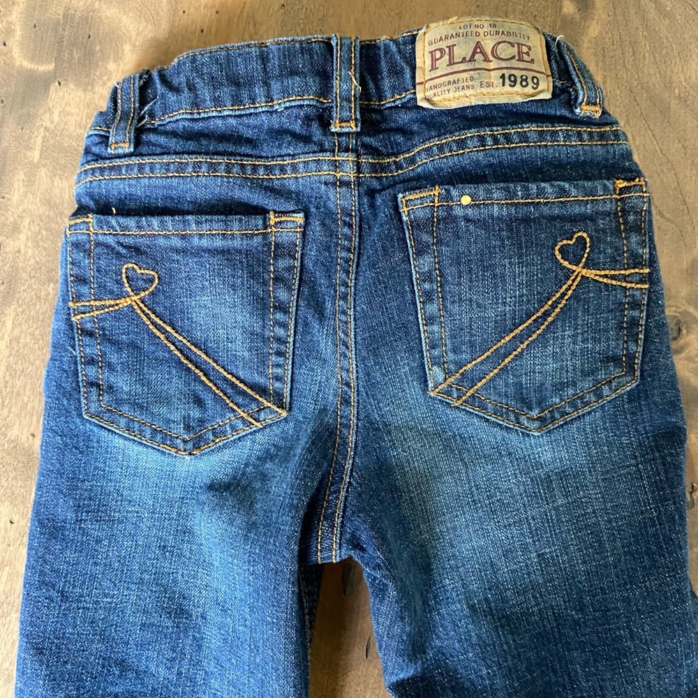 PLACE Women's Denim Jeans with Heart Stitching